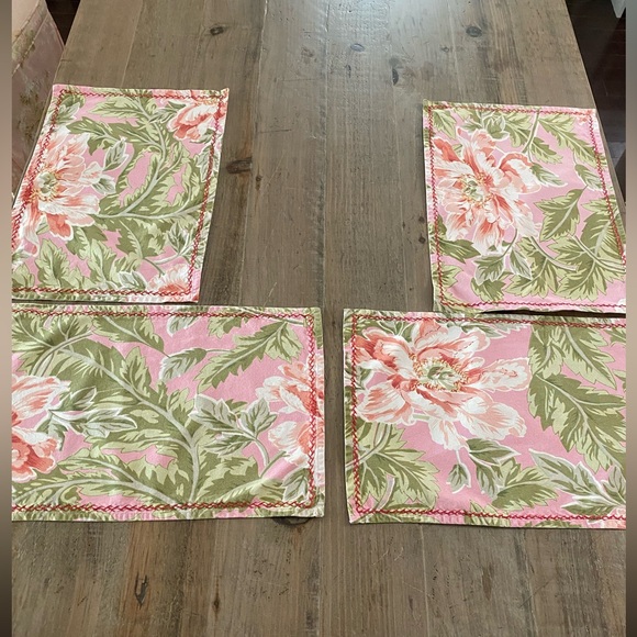 Set of 4 100% Cotton Large Floral Print Placemats by April Cornell - Picture 8 of 14